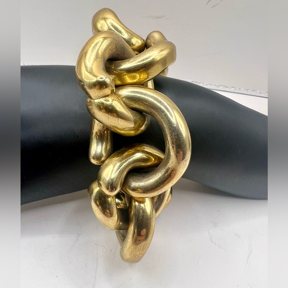 J. Crew Chunky Madewell Gold Tone Link Bracelet w/Toggle Clasp - Picture 6 of 9